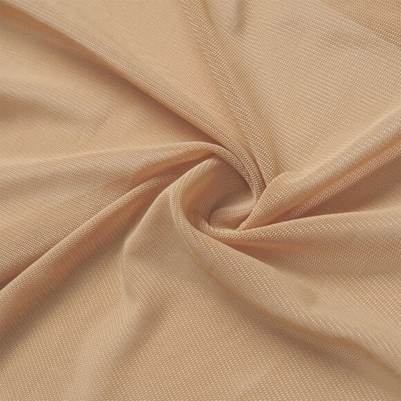 Medium New Mesh Tan Green Long Sleeve Crop Sheer Top Stitch Trim High Neck Y2K - Picture 9 of 9